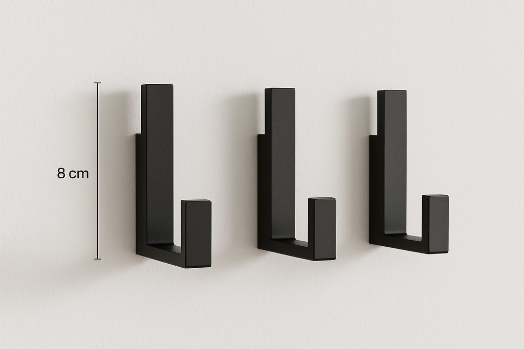 Kit 3 Ganchos Decorativos de Parede Metal Preto Geométrico